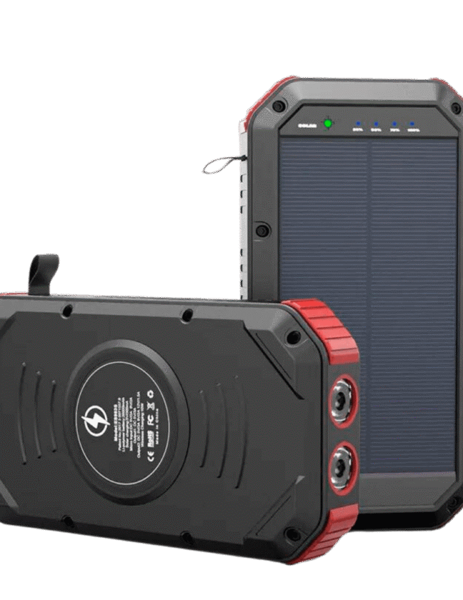 Powerbank mit Solarpanel 30.000 mAh mit kabellosem Telefonladegerät und LED-Licht